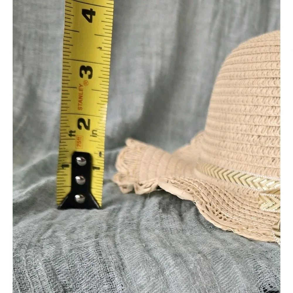 Girl's Spring Easter Straw‎ Scalloped Brim Hat Pink Swan Chin Strap